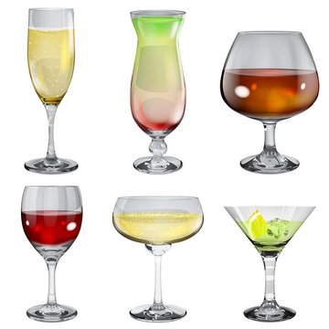 Transparent glass goblets. Translucent in vector file