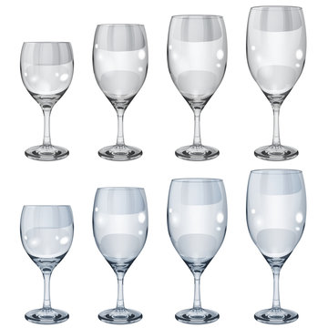 Transparent wine glasses. Translucent in vector file