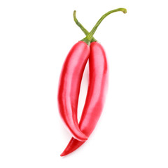 red chili or chilli cayenne pepper isolated on white  background