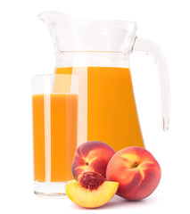 Peach fruit juice in glass jug