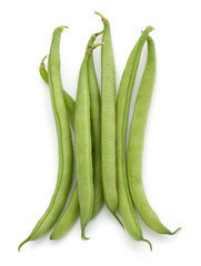 Green beans handful isolated on white background cutout