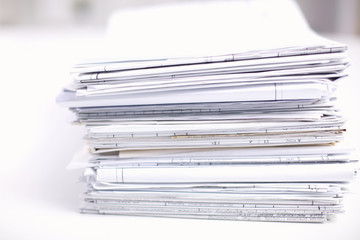 Big stack of papers ,documents on the desk