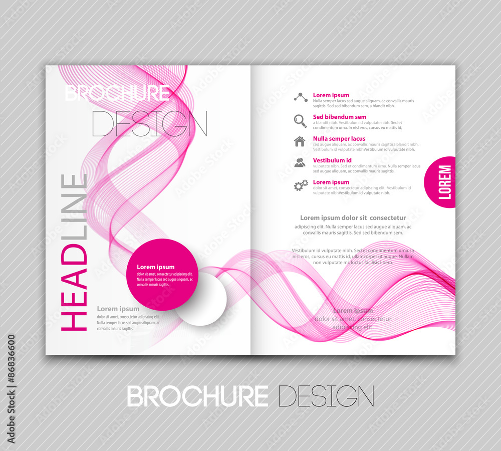 Poster vector template leaflet design with color lines