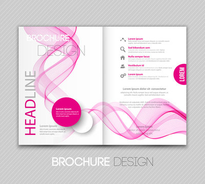 Vector template leaflet design with color lines