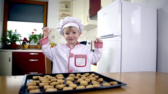 Young baker celebrating