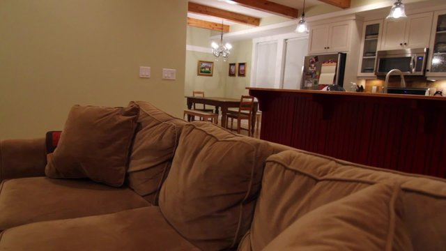 kitchen and dining room in a country house jib shot