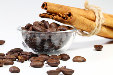 Cinnamon and coffee beans