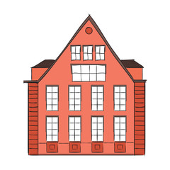 Cartoon Building in old town.