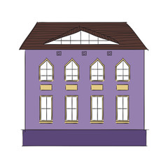 Cartoon Building in old town.