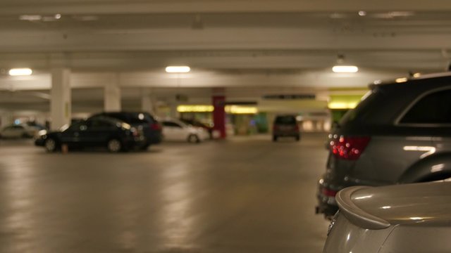 An underground parking garage Out of Focus
