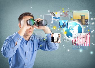 Binoculars, Peeking, Surprise.