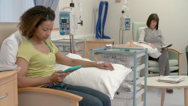Two Female Patients Having Chemotherapy Treatment
