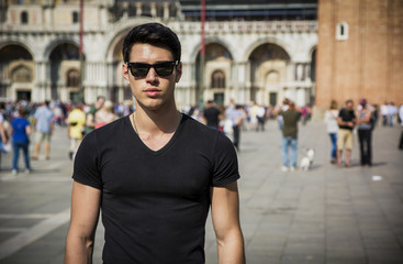 Young Man in San Marco Square in Venice, Italy