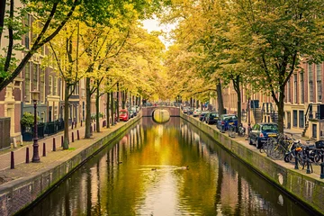 Wandcirkels tuinposter Canal in Amsterdam © sborisov