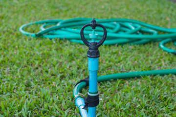 Water hoses roll back after use.
