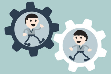 two businessman in cogwheel
