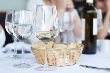 Glass of wine and bread