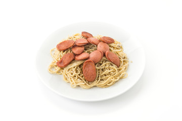 spaghetti cream sauce with sausage