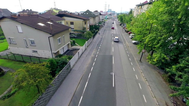Flying over support cars and ambulance