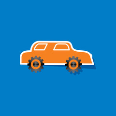orange car with engineering wheel vector 