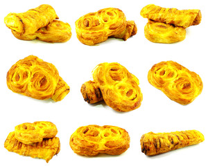 raisin danish pastry isolated on white background