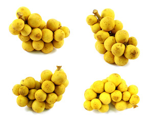 longkon langsat or lanzones sweet fruit on white background