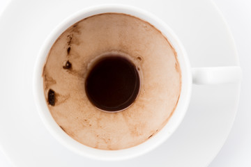 empty cup of chocolate on white