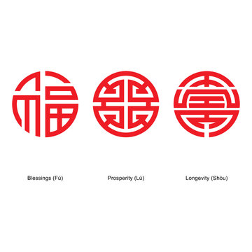 Chinese lucky symbols Fu Lu Shou