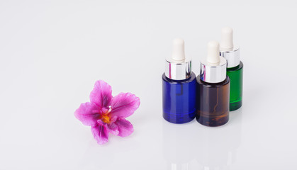 Obraz na płótnie Canvas Bottles of aromatic essential oils