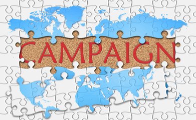 Jigsaw puzzle reveal  word campaign