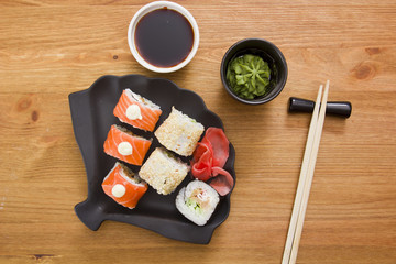 Set of sushi and rolls