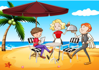 Obraz premium Dining and ocean