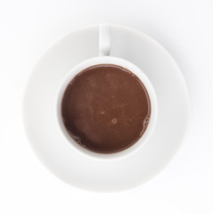 a cup of chocolate on white