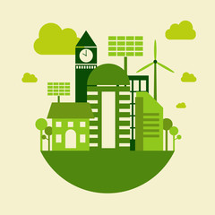 Green city building, save earth concept, vector