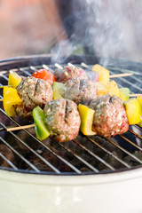 grilled meatballs with vegetables