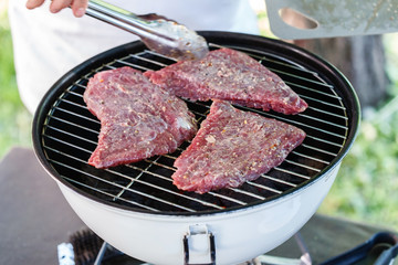 steak on grill