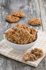 homemade oatmeal cookies in a bowl, vertical