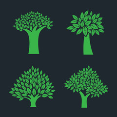 Naklejka premium set of simple tree symbol isolated on dark background