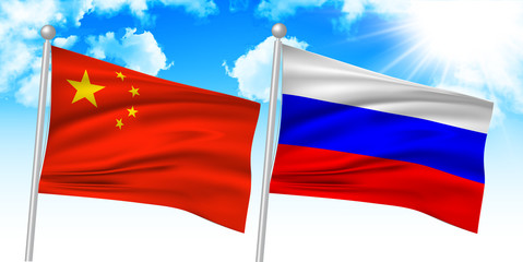 ロシア　中国　 国旗