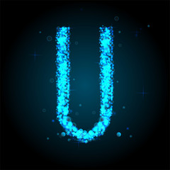Alphabets  of blue glittering stars of Illustration
