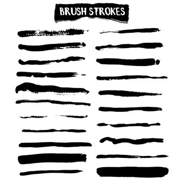 Brush strokes vector set