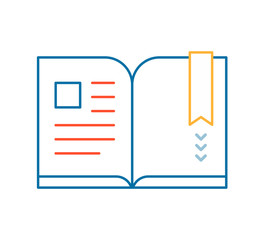 Vector linear illustration of color book on white background.