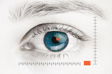 Scanner on blue human eye