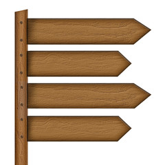 Wooden sign isolated on white