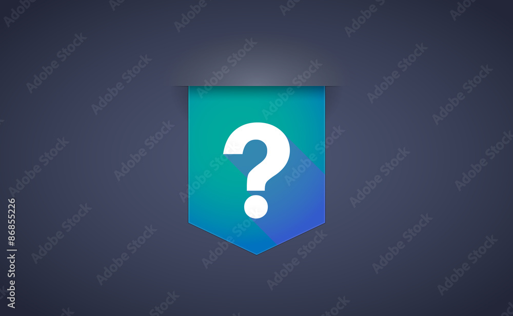 Sticker Long shadow ribbon icon with a question sign