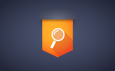 Long shadow ribbon icon with a magnifier