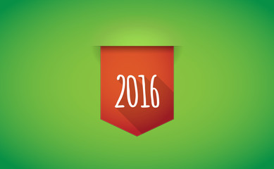 Long shadow ribbon icon with a 2016 sign