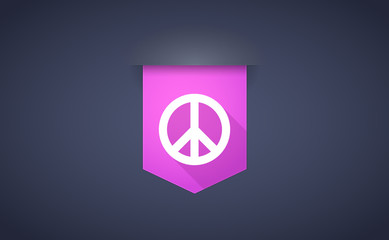Long shadow ribbon icon with a peace sign