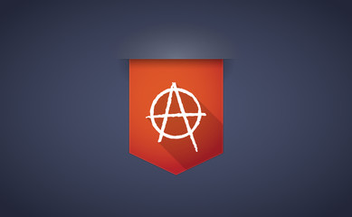 Long shadow ribbon icon with an anarchy sign