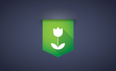 Long shadow ribbon icon with a tulip